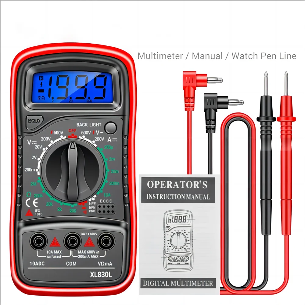 Instrumentos de Medição Multímetro Digital, Medidor de Tensão AC DC, Multi Tester, Amperímetro, Voltímetro, 3 em 1 Ferramentas para Eletricista, XL830L