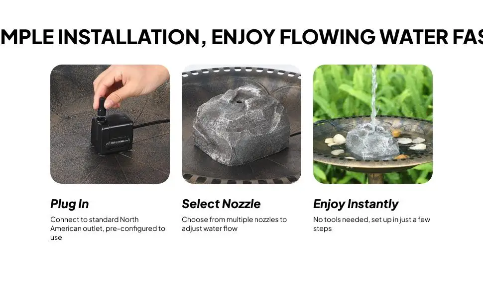 https://ae01.alicdn.com/kf/S4a1d451e37054b938572d865addba410B.jpg Bird Bath Water Fountain with Water Pump Attract Birds Adjustable Fish Tank Water Fountain for Patio Home Living Room