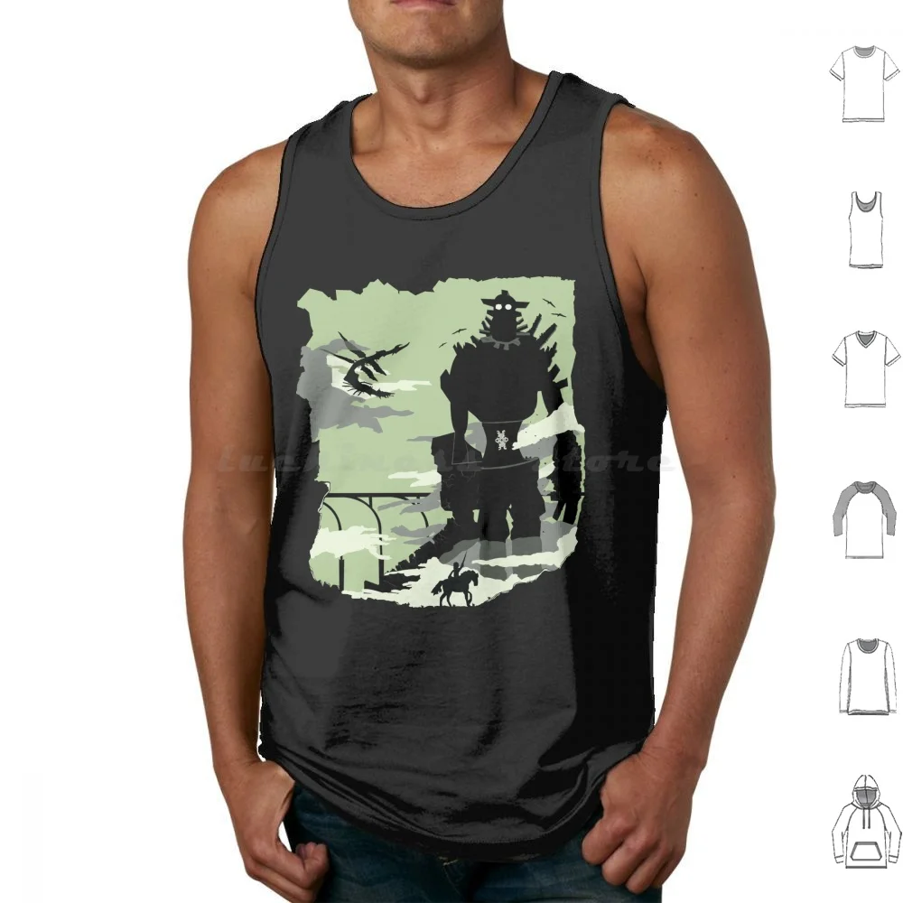 Silhouette Del Colossus Canotte Gilet Senza Maniche Silhouette Del Colossus Shadow Of The Colossus Retro Gaming Geek