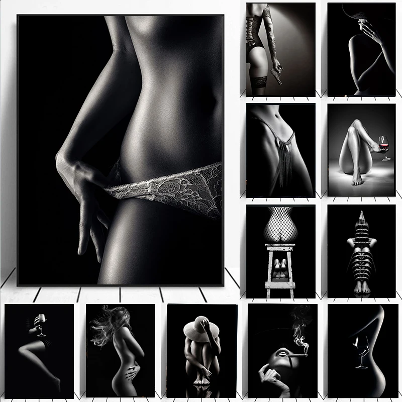 Elegant Monochrome Nude Art Canvas - Bedroom Wall Decor