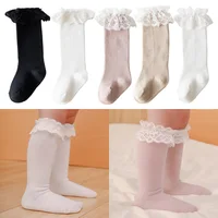 Baby Girls Knee High Socks Long baby Soft Cotton Lace Stuff Princess Sock Ruffle 0-2 Years Newborn Leg Warmers Cute Girl Socks 3