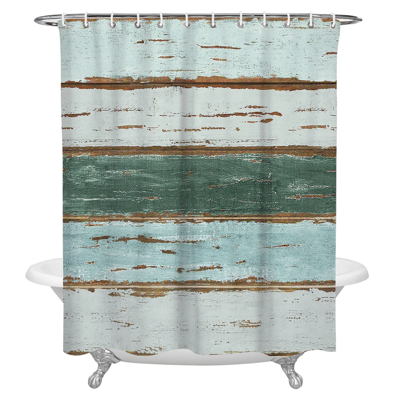 

Vintage Farm Barn Wood Grain Gradient Shower Curtains Waterproof Bath Curtains Home Decor Modern Luxury Bathroom Curtain