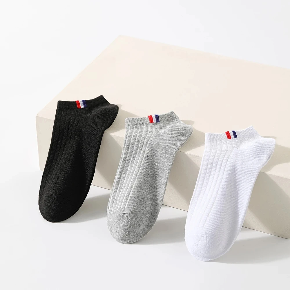 Boat Socks 5 Pairs Thin Summer Boat Socks Solid Color Men's Casual Socks Breathable Sweat Absorbing Invisible Men's Business Ankle boat socks