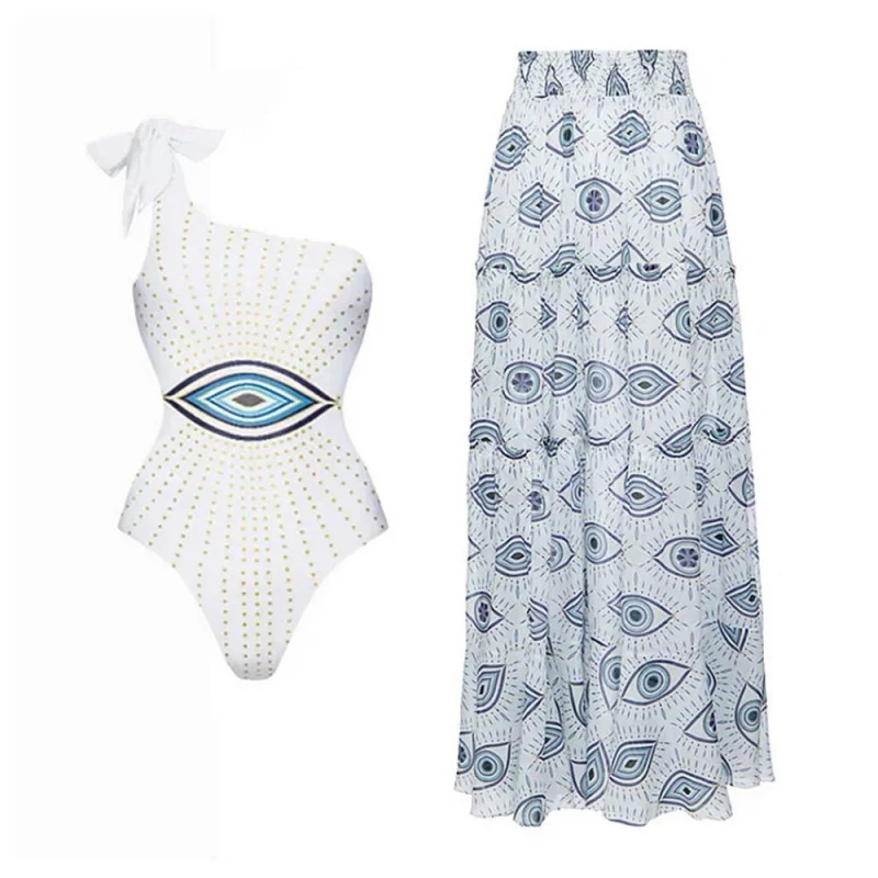 One-Piece Hot Springs Conservative Cover Belly Backless Sexy2024New Swimsuit Women's Wholesale Chiffon Beach Dress