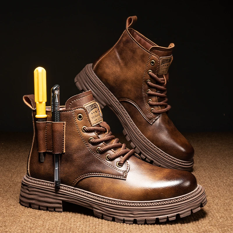 Stivali Chukka Da Uomo Stivali Oxford Alla Caviglia Con Lacci Casual In Pelle Impermeabile Scarpe Eleganti Quotidiane Per Uomo