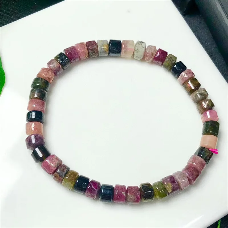 Natural Tourmaline Bucket Bracelet Fashion Healing Personalized For Men Women Gemstone Jewelry Lovers Gift 1pcs 6x4mm