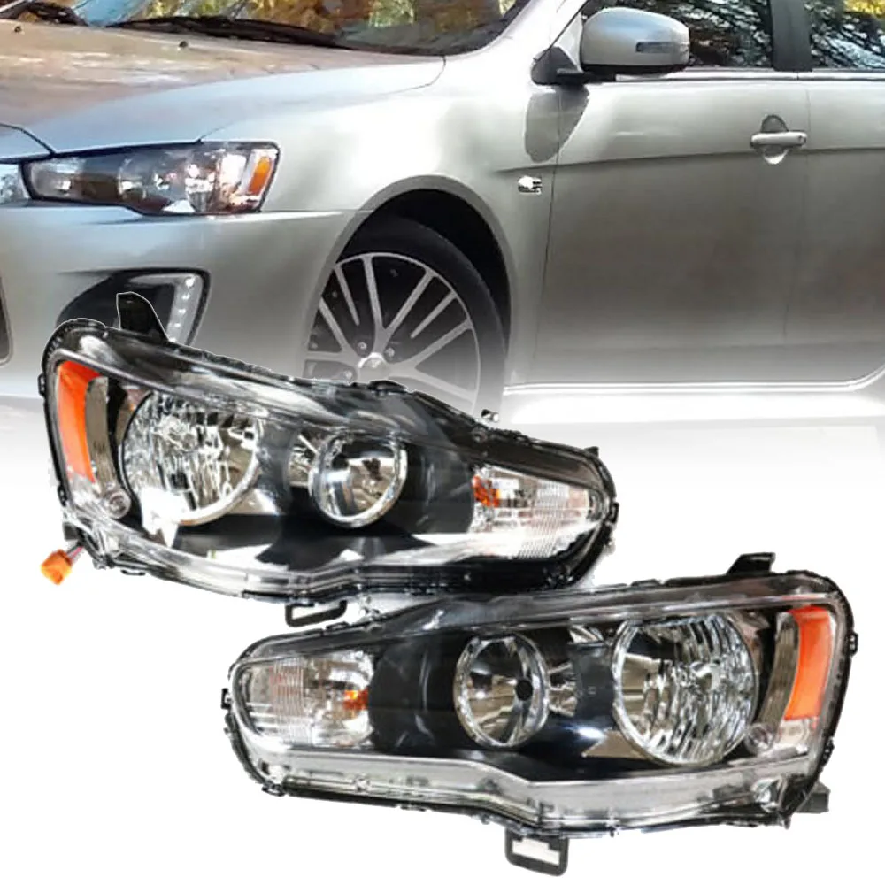 

Halogen Headlight Fit For 2008-2017 Mitsubishi Lancer EVO Car Assembly Driver Left Side/ Passenger Right Side/ Pair