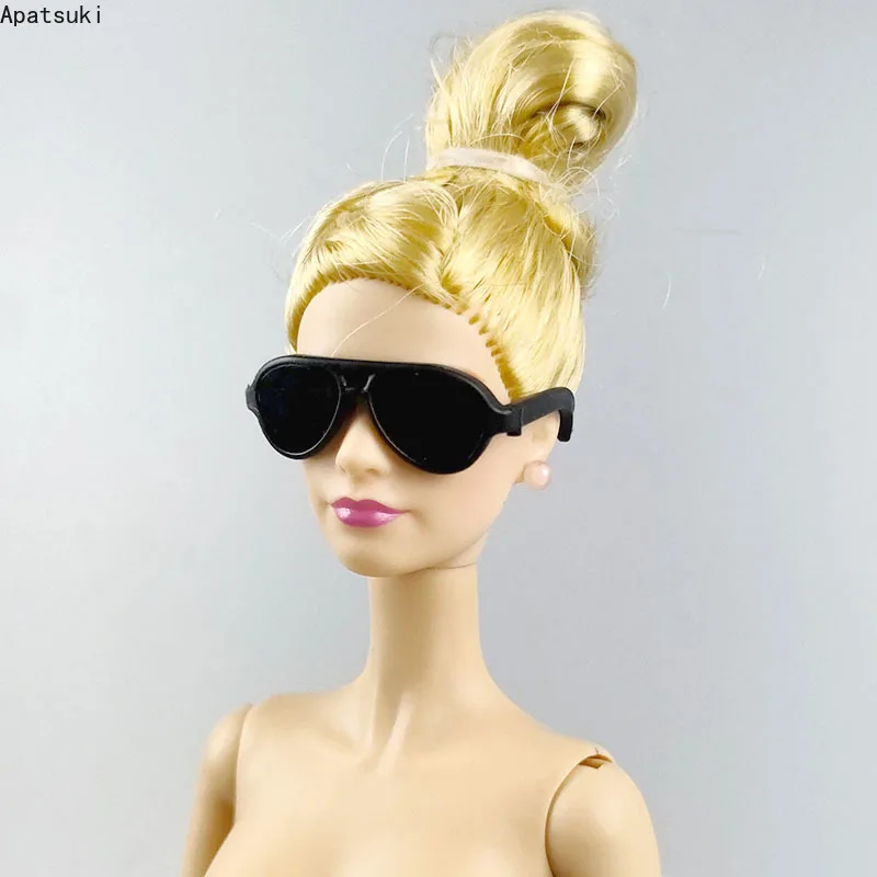 Black Mini Plastic Lensless Glasses For Barbie Doll Dollhouse Accessories 1/6 Sunglasses For Ken Boy Dolls & 1/6 Girl Doll Toys fashion assembleable 2 5 layers options wooden sunglasses stand glasses display jewelry holder bracelet watches show product