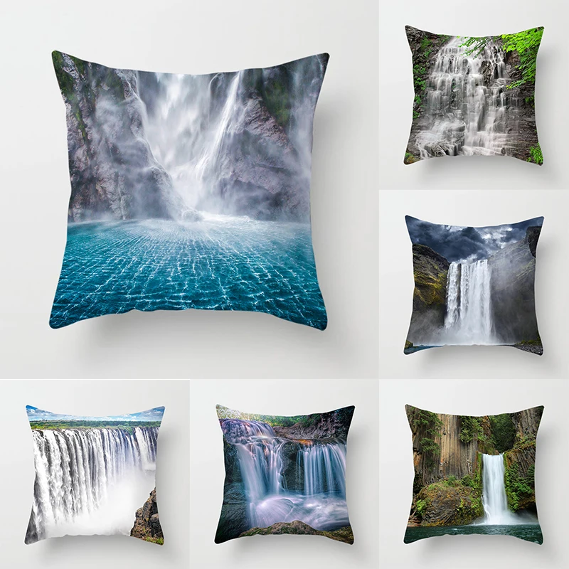 

Waterfall Landscape Pillowcase Sofa Decoration Office Car Seat Cushion Cover Room Bedside Home 45x45cm