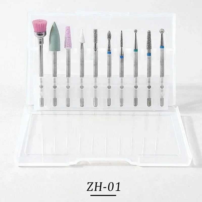 Diamond Milling Cutters for Manicure Electric Clean Foot Cuticle Nail Machine Nail Polishing Tool 10Pcs