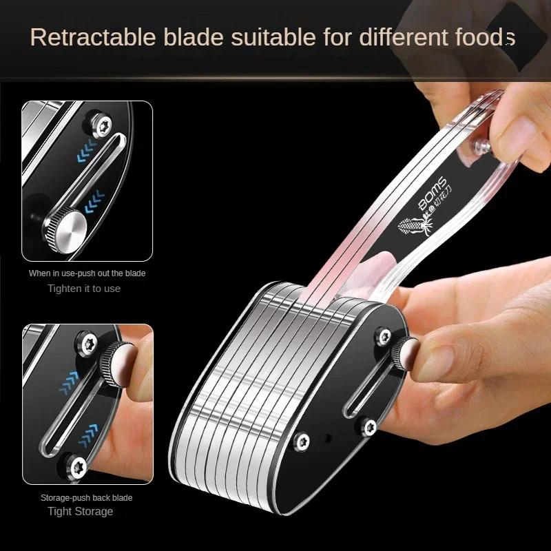 Stainless steel squid cutting knife expandable carving tool with brush onion chicken visceral knife multifunctional kitchen work