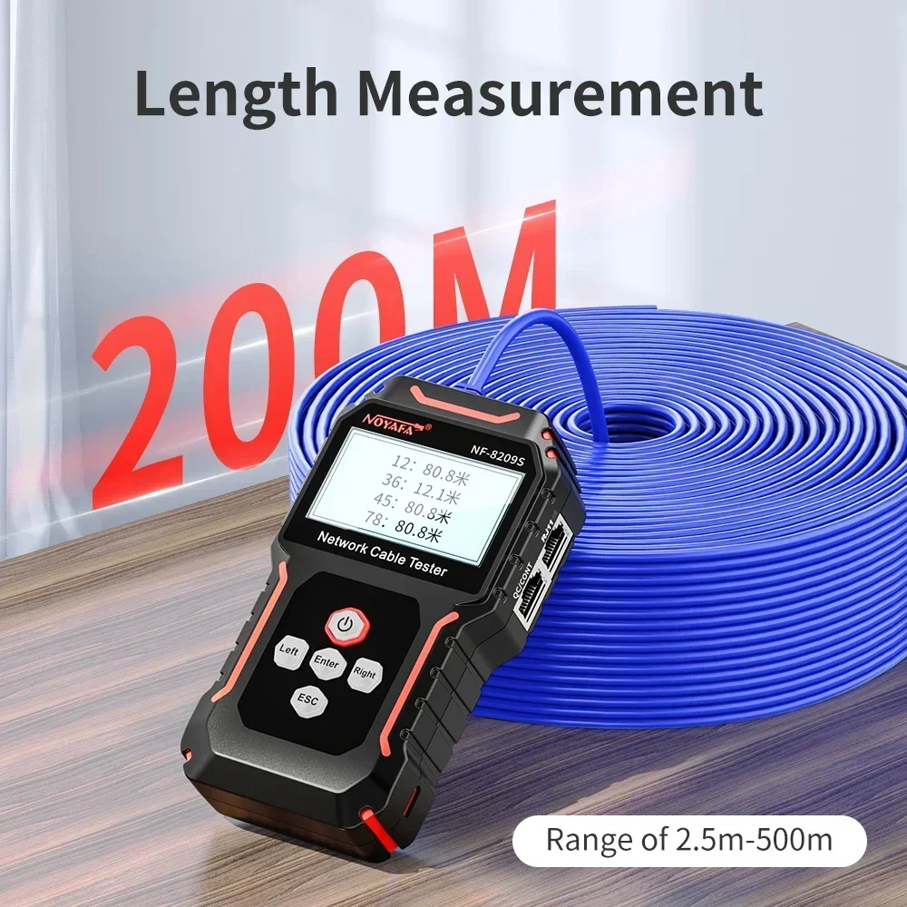 Noyafa NF-8209S Network Cable Tester Measure Length POE LAN Cable Test LCD Display Scan Wiremap Wire Tracker Network Tools