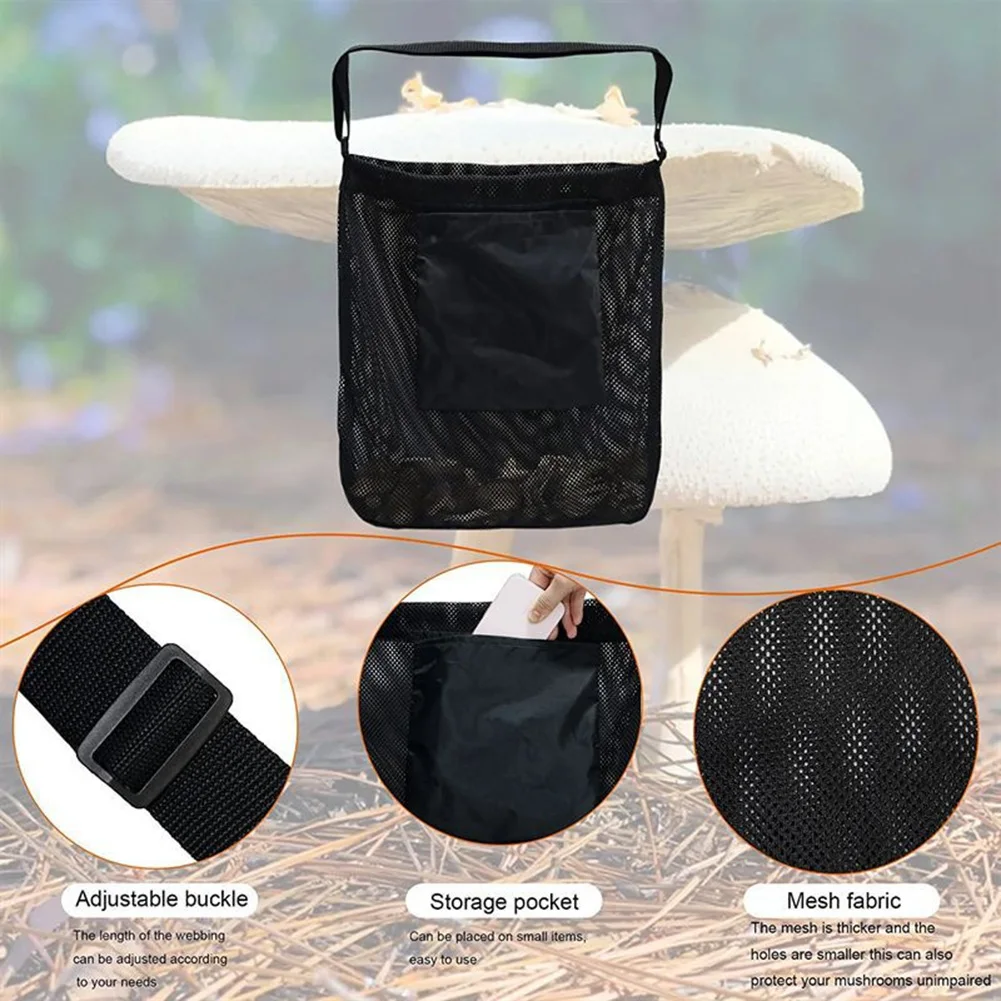 Mushroom Foraging Bag Mesh Foraging Harvesting Bag Mushroom Hunting Polyester Camping Cooking Supplies 42*42cm Picnic Bags