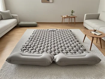 Double 11 Hot Sale! Double Person Diamond Inflatable Mattress, Foot-Operated Inflation Perfect for Outdoor Camping & Hiking