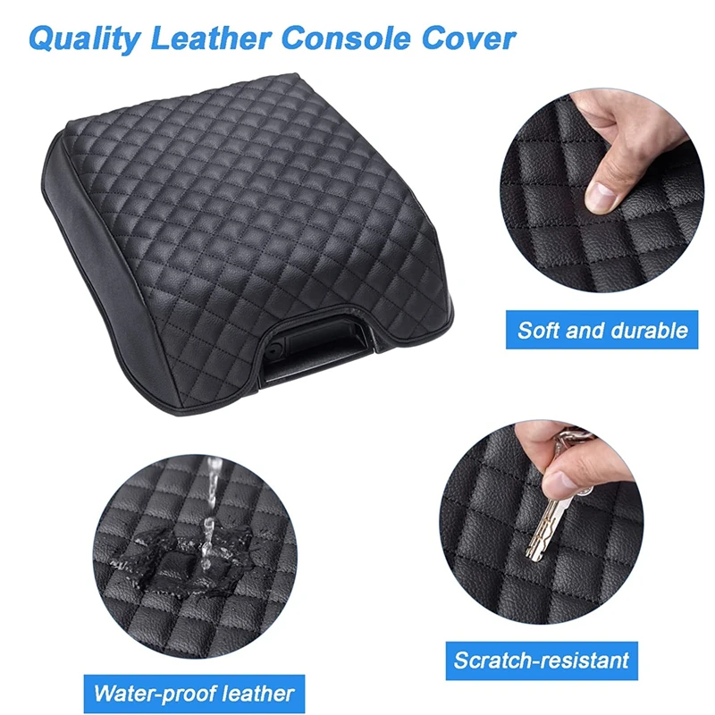 Center Console Cover For Ford F150 2015-2020, F250/F350 2017-2022, Expedition 2018-2024 – PU Leather Armrest Protector