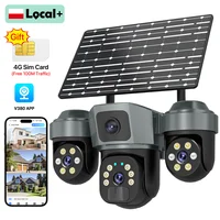 Caméra de surveillance solaire Wonsdar V380 4G à trois objectifs, caméras sans fil à batterie, vision nocturne, charge solaire, moniteur vidéo de sécurité extérieur 1