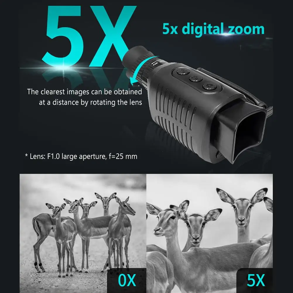 

Rechargeable Upgraded Night Vision Monocular With 3800mAh Battery Digital Infrared Monocular Telescope For 100% Darkness