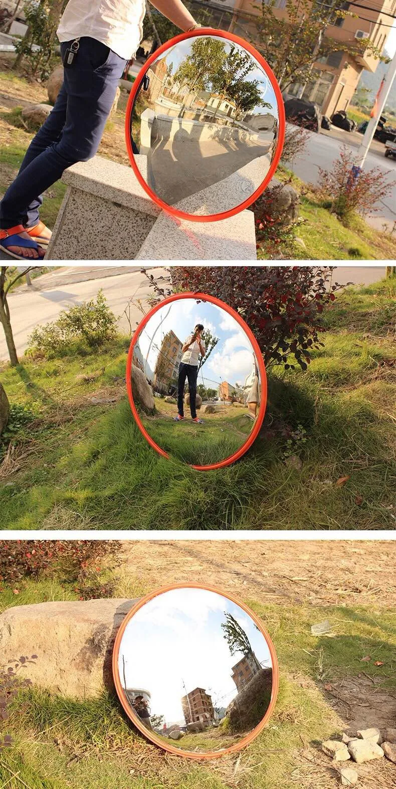 Convex Road Mirror,30/45/60cm Convex Mirror Unbreakable Road Traffic Safety Mirror,130 Degree Wide Angle Blind Spot Mirror