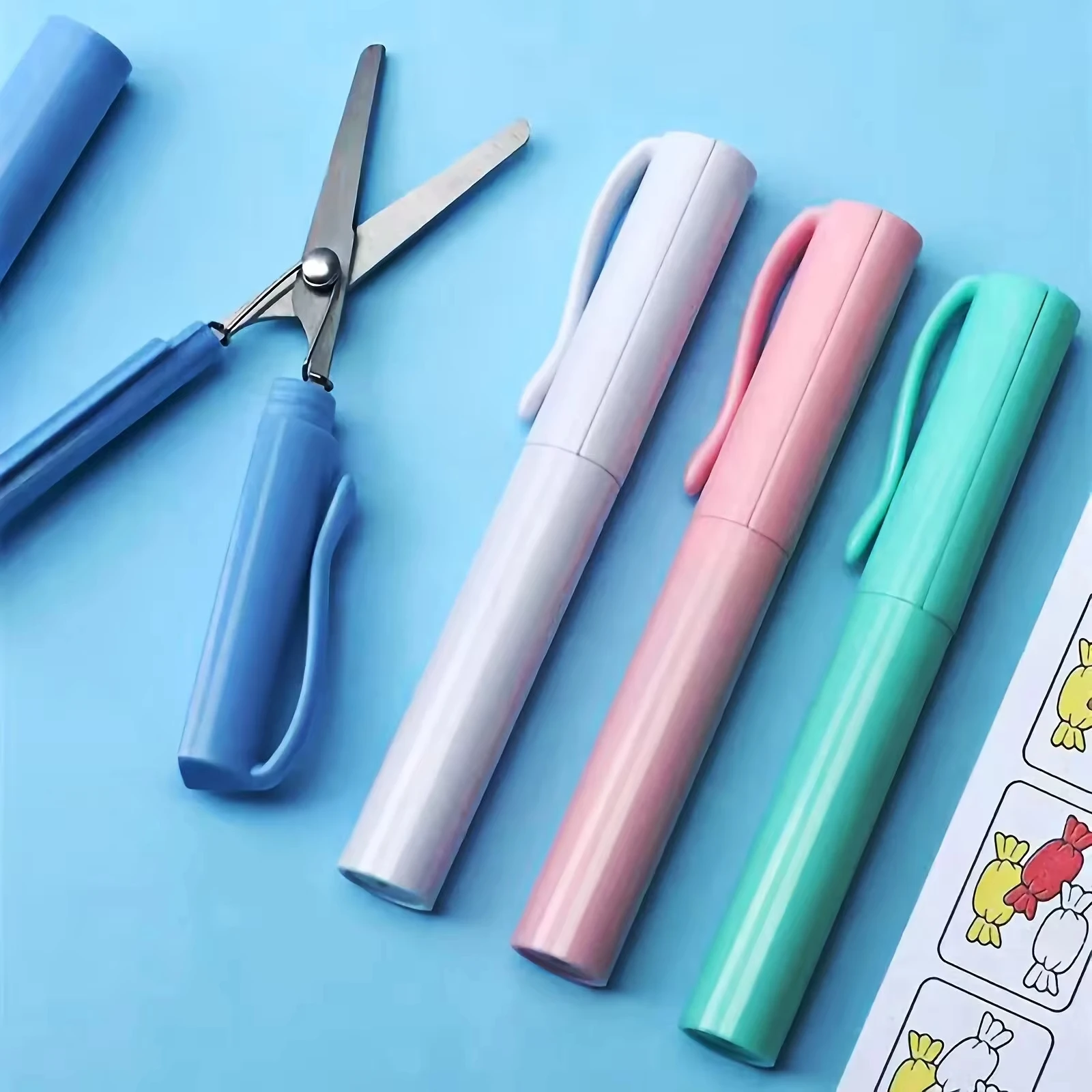 Compact Mini Folding Stainless Steel Scissors Pen-Style Portable 1PC For Students Art Projects