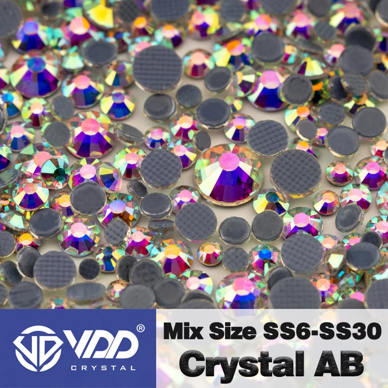 VDD Großhandel SS6-SS30 Hotfix Mix Größe Glas Strass Kristall Flache Rückseite Hohe Qualität Strass Steine Für DIY Kleidung Zubehör – Detail 8