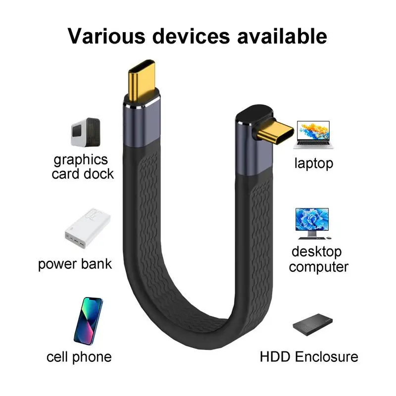 Elbow USB 4.0 Gen3 40Gbps FPC Cable PD 240W 5A Fast Charging Type C to Type-C Cable Thunderbolt 4 8K@60Hz Cable USB C Data Cabel - Image 3