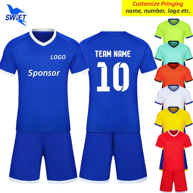 Customize Print Men Women Football Jerseys Uniforms Boys Girls Soccer Clothing Short Sleeve Kids Futsal Set Sports Tracksuits football uniform sports uniform sets