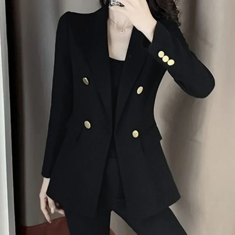 Spring Autumn New Korean Version Slim-fit British Style Design Sense of Small Suit Top Female Small Black Suit Coat Female 2023