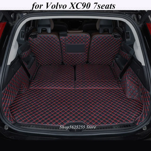  Doublure Coffre à Couverture complète Voiture, pour Volvo XC90  II 5-Seat 2015-2022 Couverture complète Coffre arrière Voiture en Cuir-Tapis  Coffre,D