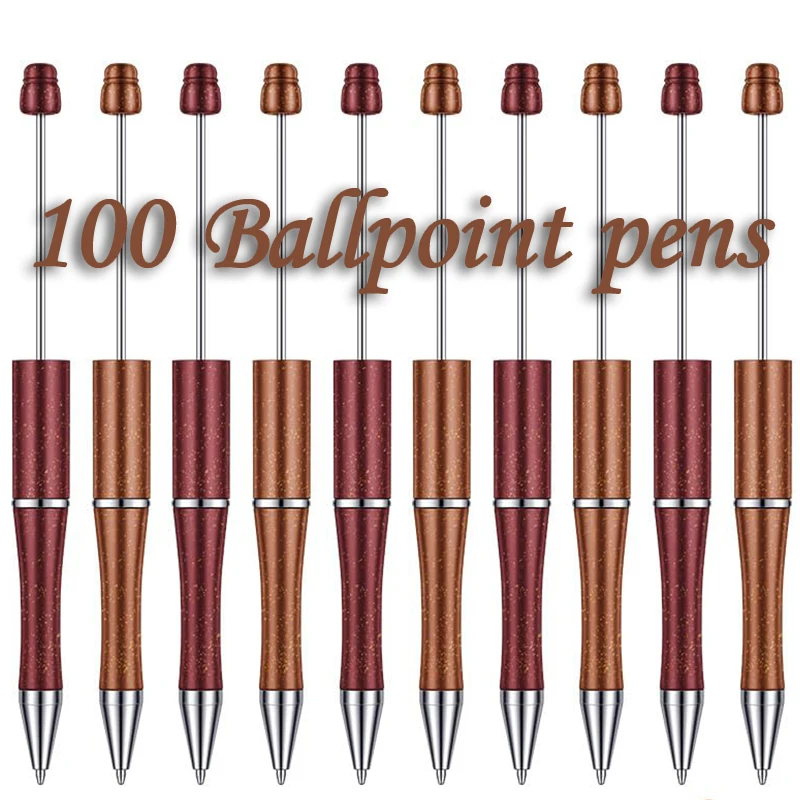 

100Pcs Plastic Beadable Pens Bead Pens for DIY Gift Black Ink
