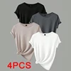 4PCS Women's Trend T-shirts Leisure Summer Tops Woman Clothing Plus Size Short Sleeve T Shirt Clothes for Women Tee Top Outfit