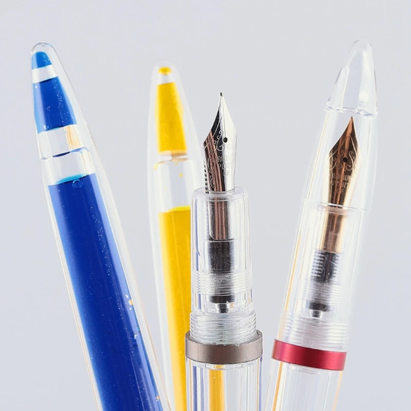 Ol-0.5Mm 닙 만년필(아이드롭퍼 포함) 대용량 투명 펜 사무실 학교 용품 학생용 필기 선물용 스테이션