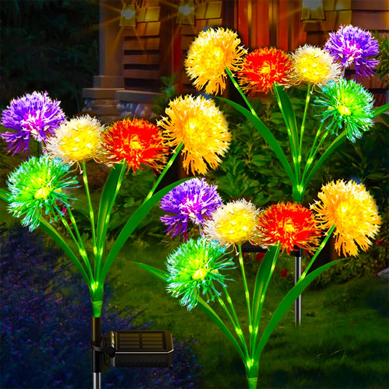 Solar Garden Lights Outdoor LED Dandelion Flowers Lights Decor Waterproof Yard Lawn Patio Path Stakes Lights wooden flowers plant stand indoor patio luxury window plant stand bedroom adjustable estanterias para plantas balcony furniture