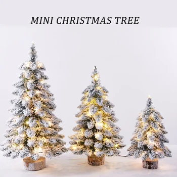 45 cm Tabletop Christmas Tree Figurine Snow Flocked with LED Lights 1
