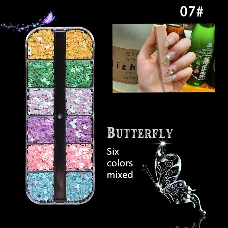 

Голографическая бабочка, искусство, блеск, сверкающий 3D красочный лазер, искусство ногтей, украшение для маникюра