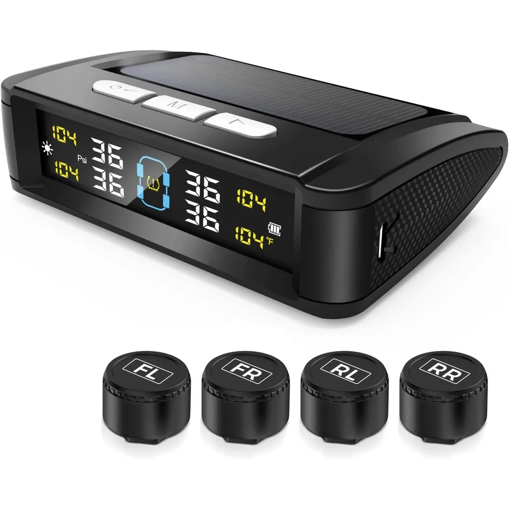 TPMS Tire Pressure Monitor System 4 Sensors Solar