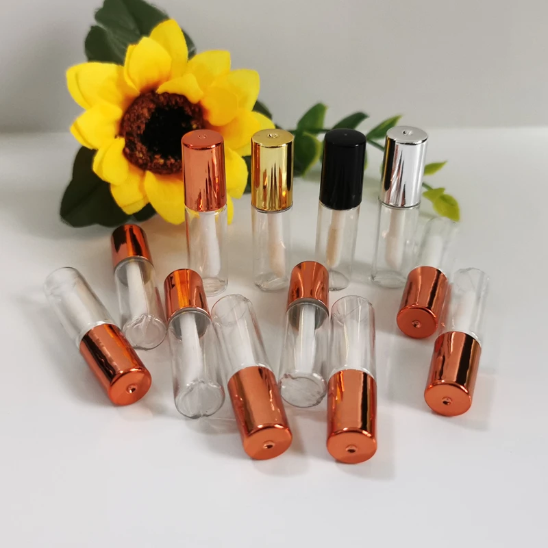 Lip Gloss Sample Tube Refillable Bottle with Rubber Inserts for Travel Split Charging Cosmetic Rose Gold Transparent PE Balm Cap lohee s 10 car bluetooth charger adapter fm transmitter hands free call fast charging car charger with dual usb 3 4a ports support tf card u disk bt music player