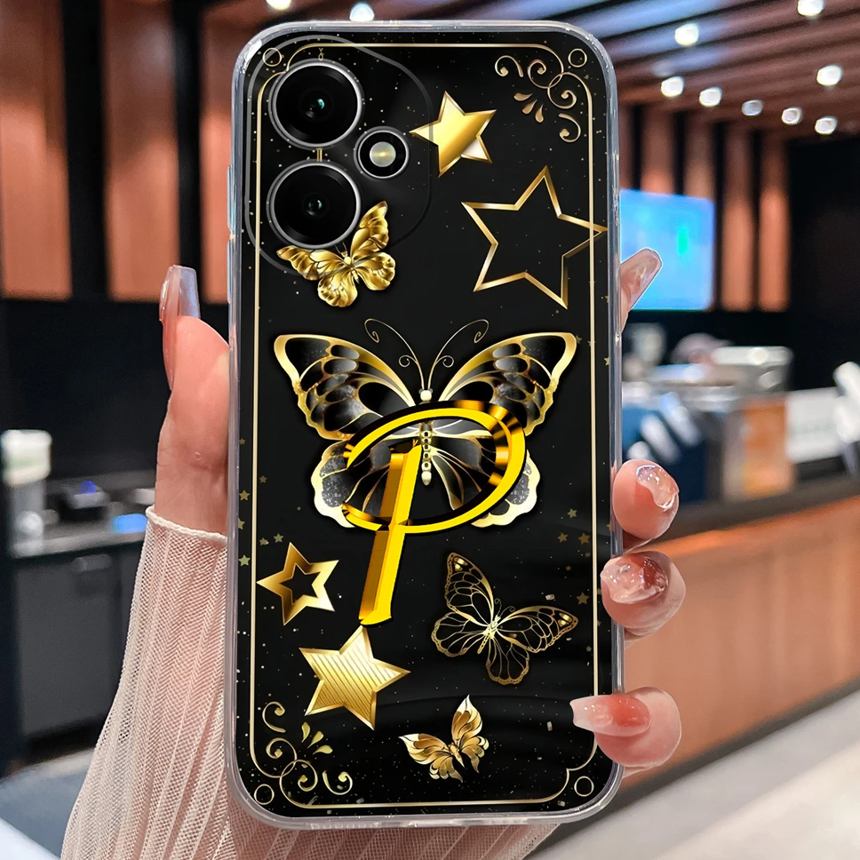 Luxury Letters Pattern Soft TPU Clear Silicone Anti-Drop Phone Case