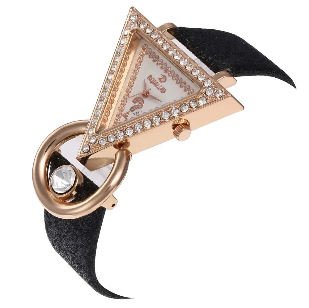 2024 ženy hodinky kreativní luxusní trojúhelník drahokamu ciferník matného řemen dámy náramkové hodinky móda křemen hodinky relojes mujer