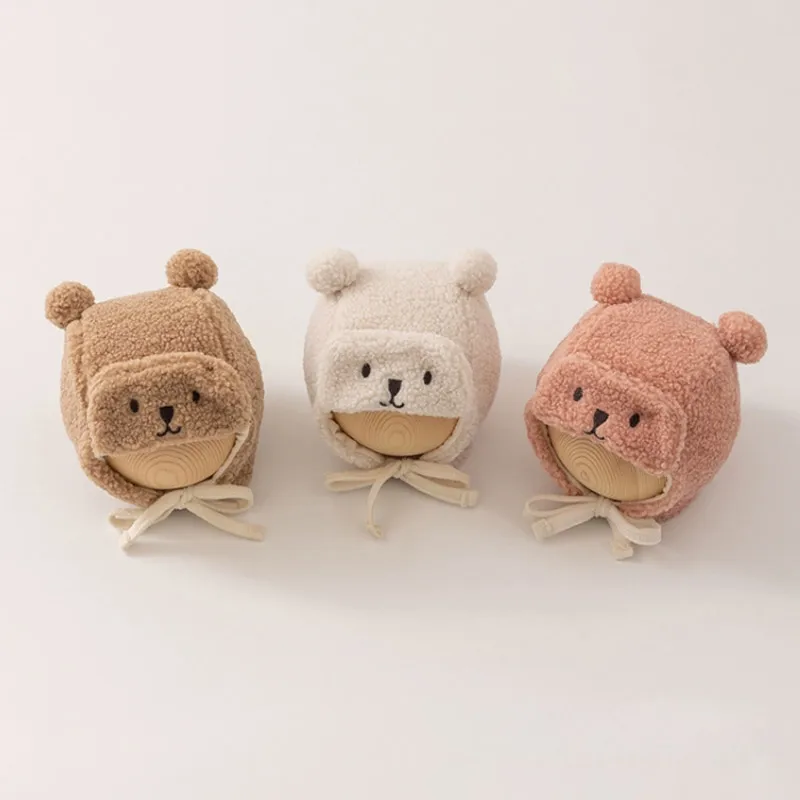 Cartoon Baby Ear Protection Hat Winter Thick Lamb Fleece Earmuffs Cap for Infant Boy Girl Cute Bear Warm Plush Toddler Beanies 2