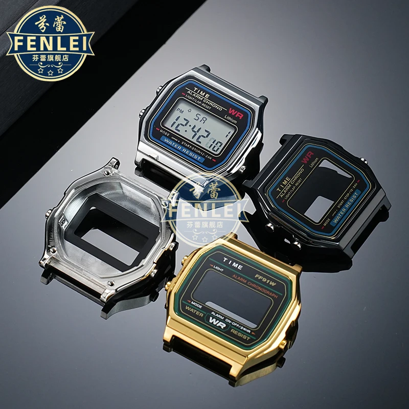 Gold Metal Watch Band Case For Casio Watch small square Bracelet