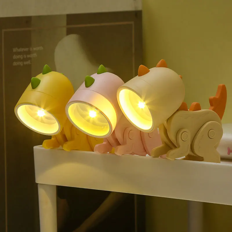 

Cute MIni Cartoon Animals Bedroom Decorations Night Lights Plastic Dinosaur Living Room Tiny DIY Students Girls Folding Gift