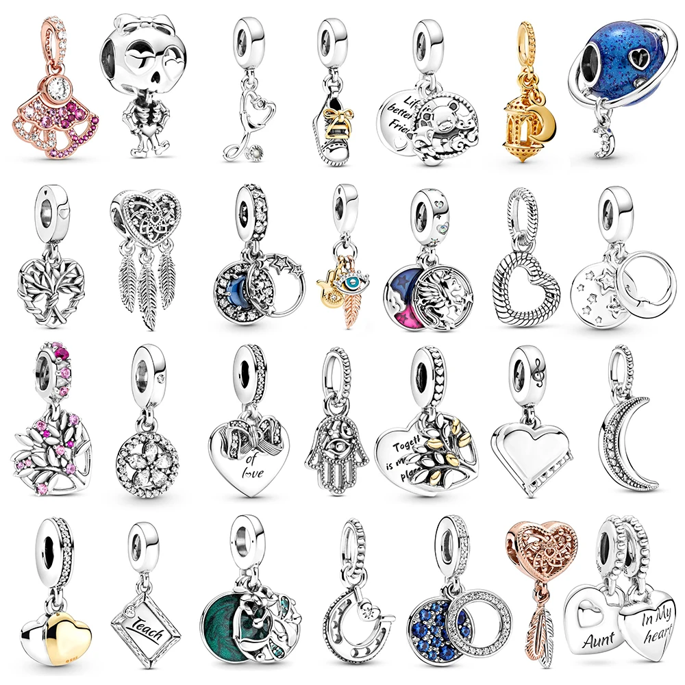 

Original 925 Sterling Silver New Sheet Pan Christmas Mistletoe Sparkling Snowflake Wreath Family Tree Heart DIY Charm Charm Beau