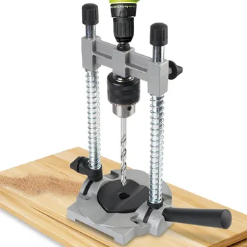 Supporto per trapano multifunzionale con colonna in acciaio Base in alluminio regolabile Angolo di 0-45 gradi per utensile elettrico per la lavorazione del legno