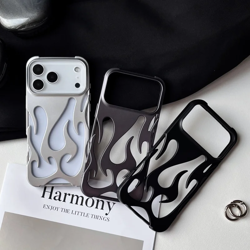 Plating Hollow Flame Pattern Silicone Shockproof Phone Case Cover