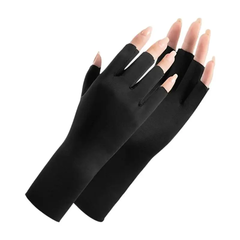 39BD Atmungsaktive SPF-Handschuhe, Semi-Cover-Design, Nails-Art-freundlicher Handschutz, 22 Länge, universelle Passform – Detail 7