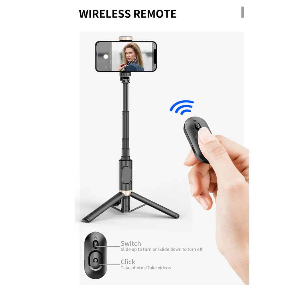 Bluetooth sem Fio Handheld Selfie Vara Tripé Telescópico Monopé com Controle Remoto para Huawei Iphone 14 13 Pro Max Xiaomi Telefone ao Vivo - Image 3