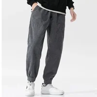 2024 Spring New Casual Loose Corduroy Solid Color Harem Pants Man Pockets All Match Fashion Male Trousers Streetwear Clothes 2