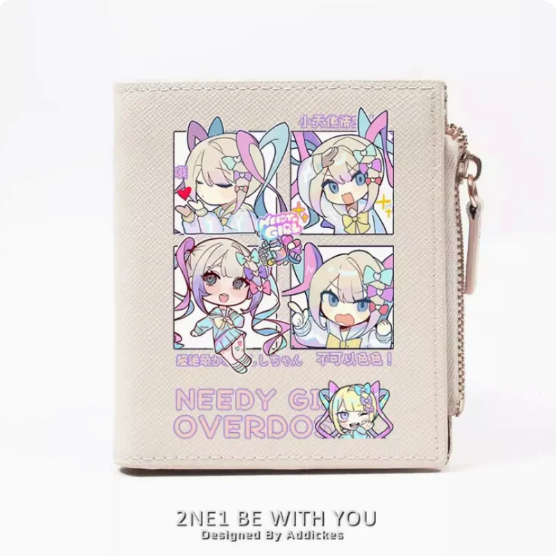 NEEDY GIRL OVERDOSE Anime  Zipper Wallet Fold Bag Multi Card  Coin Pocket Holder Fashion Kids Wallets Gift