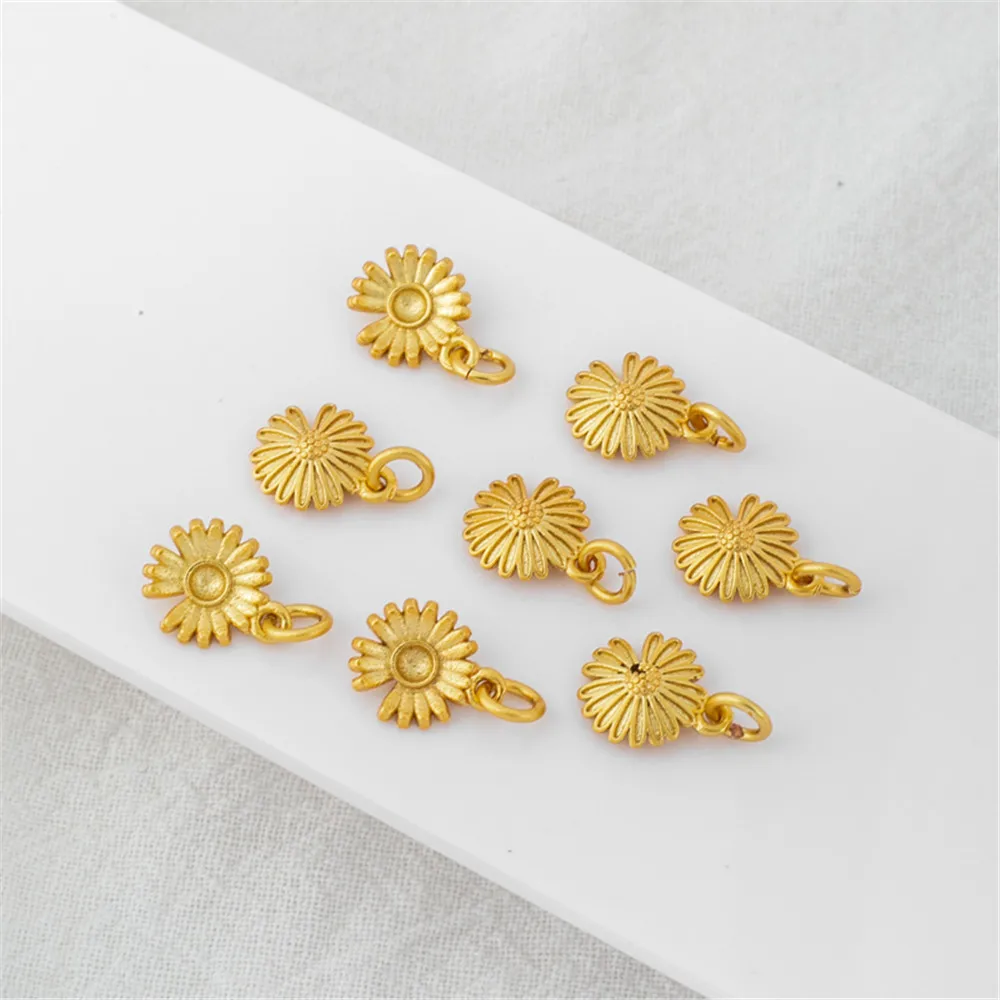 

18 copper-clad gold matte gold color sun flower 9mm pendant bracelet necklace diy jewelry pendant pendant pendant accessories