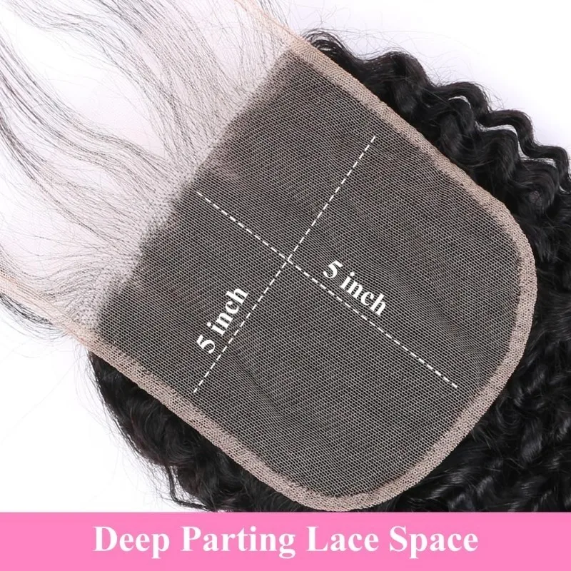 Kinky Curly 5x5 Lace Closure Human Hair For Black Women Brazilian Virgin Hair Transparent Lace Closure Pre-Plucked Hairline